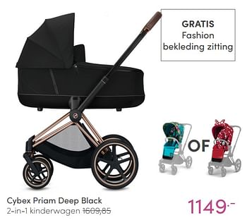 Aanbiedingen Cybex priam deep black 2-in-1 kinderwagen - Cybex - Geldig van 20/02/2022 tot 26/02/2022 bij Baby & Tiener Megastore