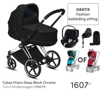 Aanbiedingen Cybex priam deep black chrome 3-in-1 kinderwagen - Cybex - Geldig van 20/02/2022 tot 26/02/2022 bij Baby & Tiener Megastore