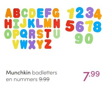 Aanbiedingen Munchkin badletters en nummers - Munchkin - Geldig van 20/02/2022 tot 26/02/2022 bij Baby & Tiener Megastore
