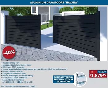 Aanbiedingen Aluminium draaipoort havana - Huismerk - Zelfbouwmarkt - Geldig van 01/03/2022 tot 28/03/2022 bij Zelfbouwmarkt