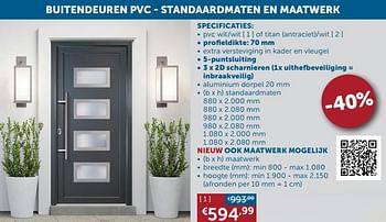 Aanbiedingen Buitendeuren pvc - standaardmaten pvc wit-wit - Huismerk - Zelfbouwmarkt - Geldig van 01/03/2022 tot 28/03/2022 bij Zelfbouwmarkt