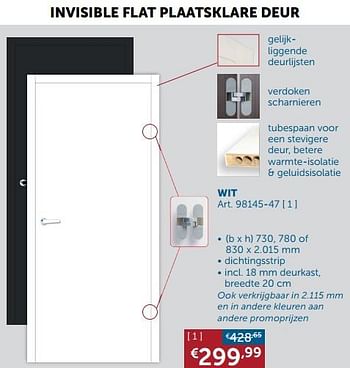 Aanbiedingen Invisible flat plaatsklare deur wit - Huismerk - Zelfbouwmarkt - Geldig van 01/03/2022 tot 28/03/2022 bij Zelfbouwmarkt