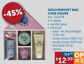 Aanbiedingen Geschenkset bad cake house - Huismerk - Zelfbouwmarkt - Geldig van 01/03/2022 tot 28/03/2022 bij Zelfbouwmarkt