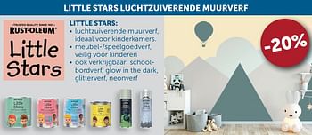 Aanbiedingen Little stars luchtzuiverende muurverf -20% - Little Stars - Geldig van 01/03/2022 tot 28/03/2022 bij Zelfbouwmarkt