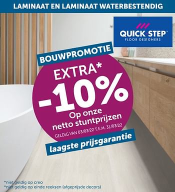 Aanbiedingen Quick step rxtra -10% - QuickStep - Geldig van 01/03/2022 tot 28/03/2022 bij Zelfbouwmarkt