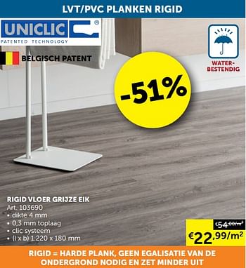Aanbiedingen Rigid vloer grijze eik - Uniclic - Geldig van 01/03/2022 tot 28/03/2022 bij Zelfbouwmarkt