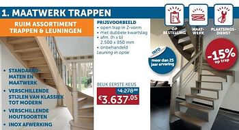 Aanbiedingen Maatwerk trappen beuk eerste keus - Huismerk - Zelfbouwmarkt - Geldig van 01/03/2022 tot 28/03/2022 bij Zelfbouwmarkt