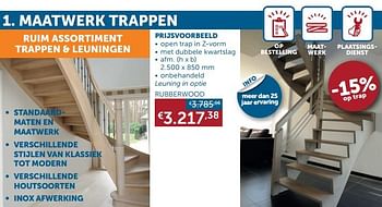 Aanbiedingen Maatwerk trappen rubberwood - Huismerk - Zelfbouwmarkt - Geldig van 01/03/2022 tot 28/03/2022 bij Zelfbouwmarkt
