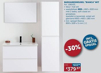 Aanbiedingen Badkamermeubel bianca wit - Simply - Geldig van 01/03/2022 tot 28/03/2022 bij Zelfbouwmarkt