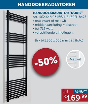 Aanbiedingen Handdoekradiator doris - Huismerk - Zelfbouwmarkt - Geldig van 01/03/2022 tot 28/03/2022 bij Zelfbouwmarkt