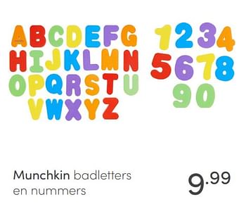 Aanbiedingen Munchkin badletters en nummers - Munchkin - Geldig van 27/02/2022 tot 04/03/2022 bij Baby & Tiener Megastore