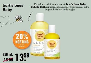 Aanbiedingen Burt’s bees baby - Burt`s bees - Geldig van 23/02/2022 tot 12/03/2022 bij De Online Drogist