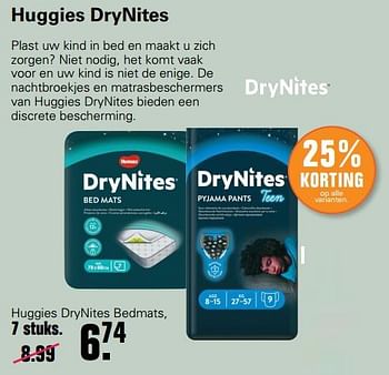 Aanbiedingen Huggies drynites bedmats - Huggies - Geldig van 23/02/2022 tot 12/03/2022 bij De Online Drogist