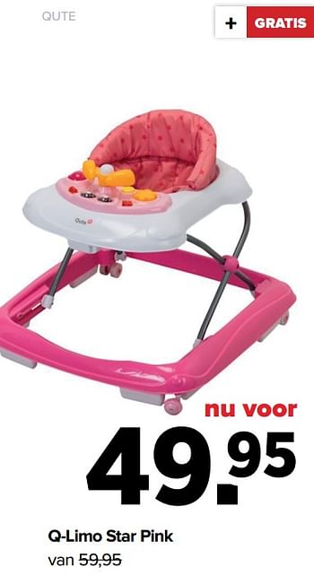 Aanbiedingen Q-limo star pink - Qute  - Geldig van 28/02/2022 tot 26/03/2022 bij Baby-Dump