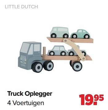 Aanbiedingen Truck oplegger 4 voertuigen - Little Dutch - Geldig van 28/02/2022 tot 26/03/2022 bij Baby-Dump