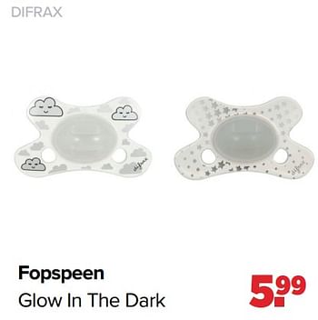 Aanbiedingen Difrax fopspeen glow in the dark - Difrax - Geldig van 28/02/2022 tot 26/03/2022 bij Baby-Dump