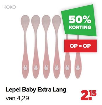 Aanbiedingen Koko lepel baby extra lang - Koko - Geldig van 28/02/2022 tot 26/03/2022 bij Baby-Dump