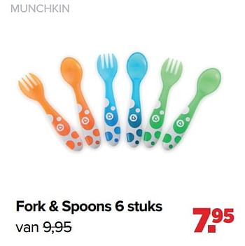 Aanbiedingen Munchkin fork + spoons - Munchkin - Geldig van 28/02/2022 tot 26/03/2022 bij Baby-Dump