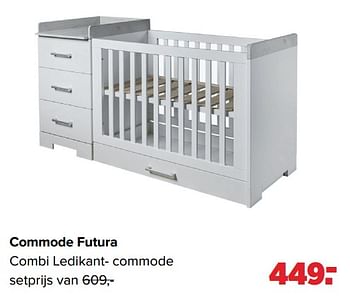 Aanbiedingen Commode futura combi ledikant- commode - Huismerk - Baby-Dump - Geldig van 28/02/2022 tot 26/03/2022 bij Baby-Dump