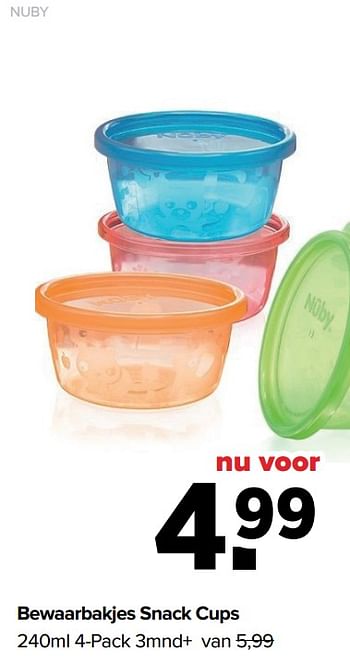 Aanbiedingen Nuby bewaarbakjes snack cups - Nuby - Geldig van 28/02/2022 tot 26/03/2022 bij Baby-Dump