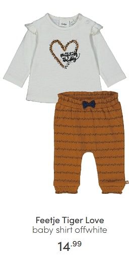 Aanbiedingen Feetje tiger love baby shirt offwhite - Feetje - Geldig van 06/03/2022 tot 12/03/2022 bij Baby & Tiener Megastore