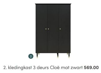 Aanbiedingen Bopita kledingkast 3 deurs cloë mat zwart - Bopita - Geldig van 06/03/2022 tot 12/03/2022 bij Baby & Tiener Megastore