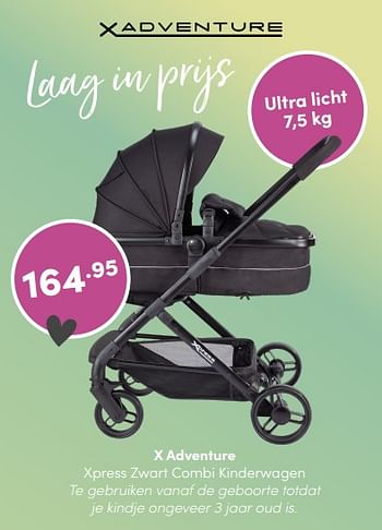 Aanbiedingen X adventure xpress zwart combi kinderwagen - Xadventure - Geldig van 06/03/2022 tot 12/03/2022 bij Baby & Tiener Megastore