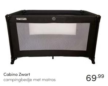Aanbiedingen Cabino zwart campingbedje met matras - Cabino - Geldig van 13/03/2022 tot 19/03/2022 bij Baby & Tiener Megastore