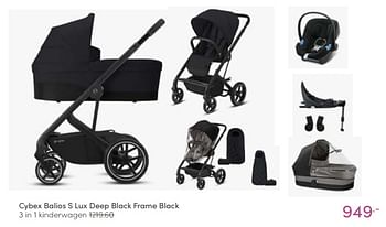 Aanbiedingen Cybex balios s lux deep black frame black 3 in 1 kinderwagen - Cybex - Geldig van 13/03/2022 tot 19/03/2022 bij Baby & Tiener Megastore