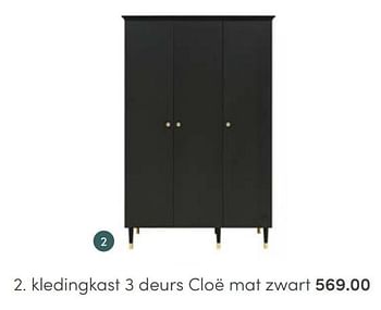 Aanbiedingen Bopita kledingkast 3 deurs cloë mat zwart - Bopita - Geldig van 13/03/2022 tot 19/03/2022 bij Baby & Tiener Megastore