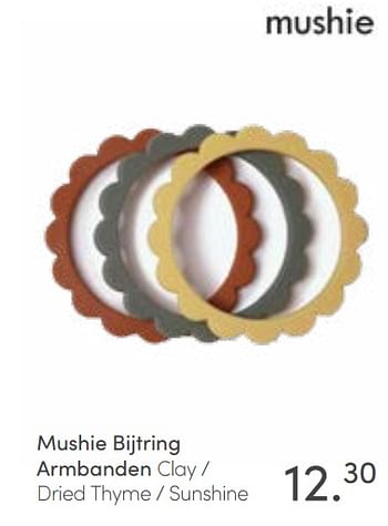 Aanbiedingen Mushie bijtring armbanden clay - dried thyme - sunshine - Mushie - Geldig van 13/03/2022 tot 19/03/2022 bij Baby & Tiener Megastore
