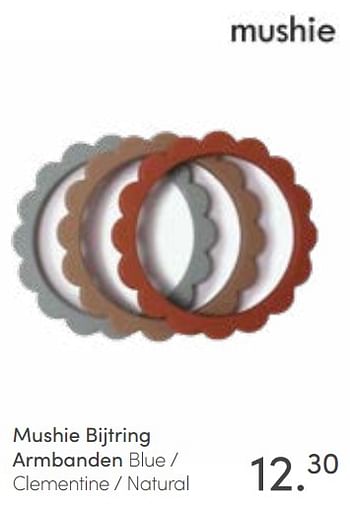 Aanbiedingen Mushie bijtring armbanden blue - clementine - natural - Mushie - Geldig van 13/03/2022 tot 19/03/2022 bij Baby & Tiener Megastore