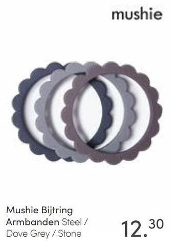 Aanbiedingen Mushie bijtring armbanden steel - dove grey - stone - Mushie - Geldig van 13/03/2022 tot 19/03/2022 bij Baby & Tiener Megastore