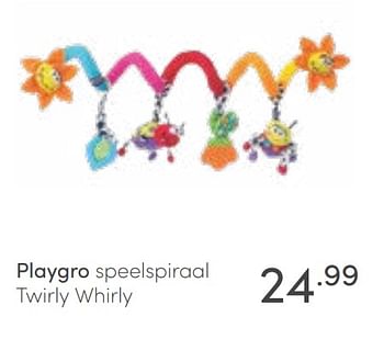 Aanbiedingen Playgro speelspiraal twirly whirly - Playgro - Geldig van 13/03/2022 tot 19/03/2022 bij Baby & Tiener Megastore