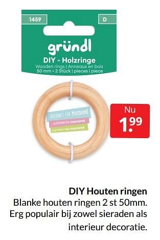 Aanbiedingen Diy houten ringen - Grundl - Geldig van 12/03/2022 tot 20/03/2022 bij Boekenvoordeel