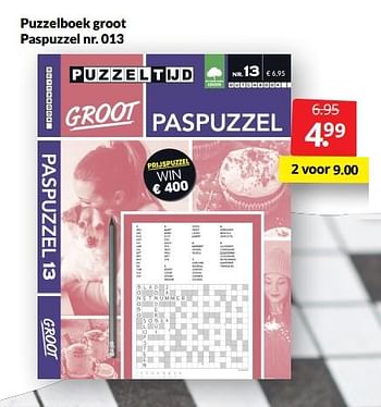 Aanbiedingen Puzzelboek groot paspuzzel nr. 013 - Huismerk - Boekenvoordeel - Geldig van 12/03/2022 tot 20/03/2022 bij Boekenvoordeel