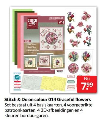 Aanbiedingen Stitch + do on colour 014 graceful flowers - Huismerk - Boekenvoordeel - Geldig van 12/03/2022 tot 20/03/2022 bij Boekenvoordeel