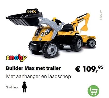 Aanbiedingen Builder max met trailer - Smoby - Geldig van 21/03/2022 tot 05/06/2022 bij Multi Bazar
