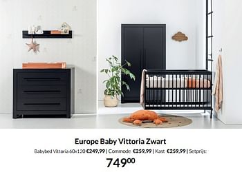 Aanbiedingen Europe baby vittoria zwart - Europe baby - Geldig van 15/03/2022 tot 11/04/2022 bij Babypark
