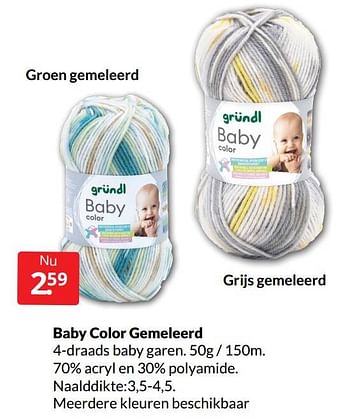 Aanbiedingen Baby color gemeleerd - Grundl - Geldig van 19/03/2022 tot 27/03/2022 bij Boekenvoordeel