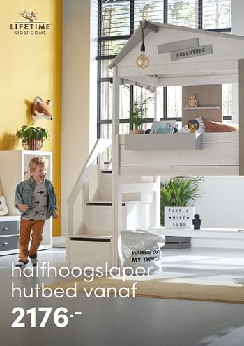 Aanbiedingen Halfhoogslaper hutbed - Lifetime Kidsrooms - Geldig van 20/03/2022 tot 26/03/2022 bij Baby & Tiener Megastore