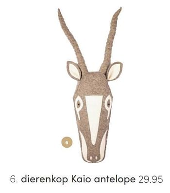 Aanbiedingen Kidsdepot dierenkop kaio antelope - KidsDepot  - Geldig van 20/03/2022 tot 26/03/2022 bij Baby & Tiener Megastore