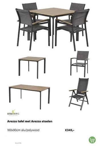 Aanbiedingen Arezzo tafel met arezzo stoelen - Lesli Living - Geldig van 21/03/2022 tot 05/06/2022 bij Multi Bazar