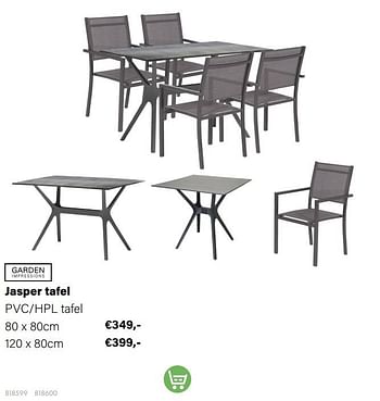 Aanbiedingen Jasper tafel pvc-hpl tafel - Garden Impressions - Geldig van 21/03/2022 tot 05/06/2022 bij Multi Bazar