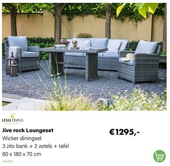 Aanbiedingen Jive rock loungeset wicker diningset 3 zits bank + 2 zetels + tafel - Lesli Living - Geldig van 21/03/2022 tot 05/06/2022 bij Multi Bazar
