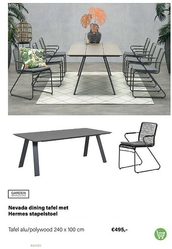 Aanbiedingen Nevada dining tafel met hermes stapelstoel tafel alu-polywood - Garden Impressions - Geldig van 21/03/2022 tot 05/06/2022 bij Multi Bazar