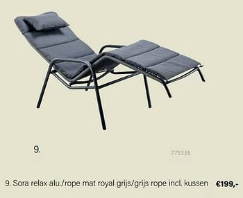 Aanbiedingen Sora relax alu.-rope mat royal grijs-grijs rope incl. kussen - Hartman - Geldig van 21/03/2022 tot 05/06/2022 bij Multi Bazar