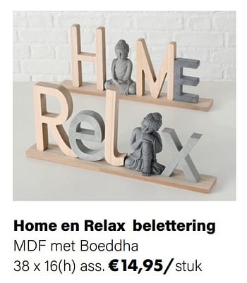 Aanbiedingen Home en relax belettering mdf met boeddha - Huismerk - Multi Bazar - Geldig van 21/03/2022 tot 05/06/2022 bij Multi Bazar