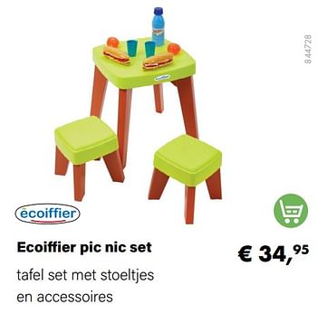 Aanbiedingen Ecoiffier pic nic set tafel set met stoeltjes en accessoires - Ecoiffier - Geldig van 21/03/2022 tot 05/06/2022 bij Multi Bazar