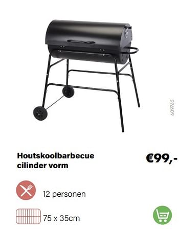 Aanbiedingen Houtskoolbarbecue cilinder vorm - Huismerk - Multi Bazar - Geldig van 21/03/2022 tot 05/06/2022 bij Multi Bazar